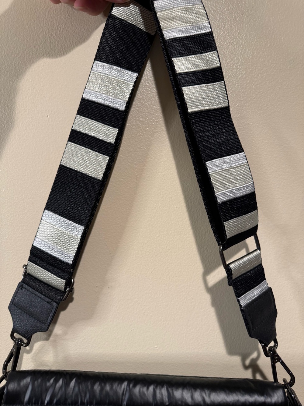 THINK ROYLN Black Quilted Crossbody with Striped Strap - Picture 5 of 16